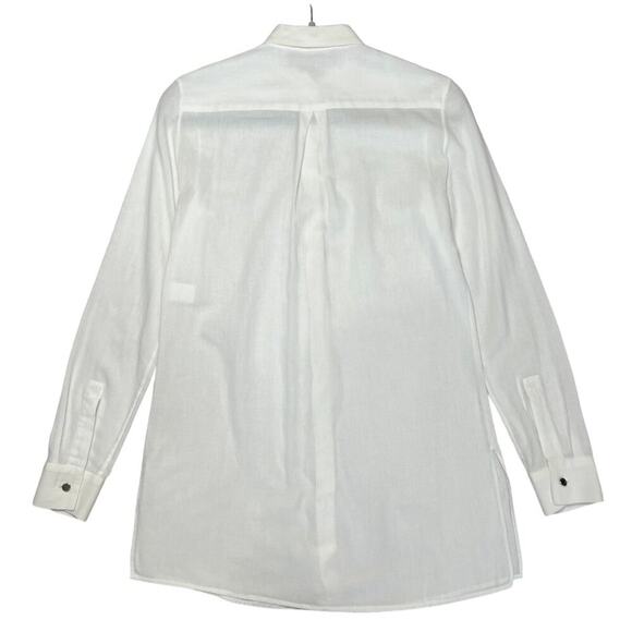 Jeffrey Dodd Long Sleeve Sheer Button Down Shirt SIZE 38 US 4 White Blouse FLAW - Picture 2 of 15